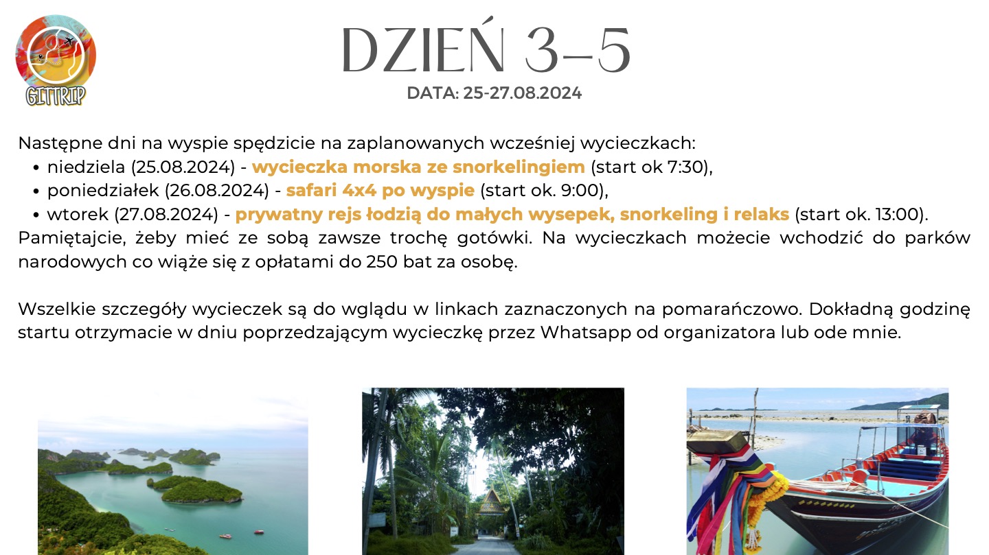 Plan wycieczek na wyspie Koh Samui